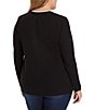 NIC + ZOE Plus Size Cozy Jersey Double Layer Split V-Neck Long Sleeve Tee, Color:Black Onyx - Image 2