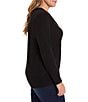 NIC + ZOE Plus Size Cozy Jersey Double Layer Split V-Neck Long Sleeve Tee, Color:Black Onyx - Image 3