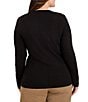 NIC + ZOE Plus Size Crinkle Knit Textured Crew Neck Long Sleeve Fitted Top - Image 2