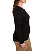 NIC + ZOE Plus Size Crinkle Knit Textured Crew Neck Long Sleeve Fitted Top - Image 3