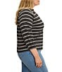 NIC + ZOE Plus Size Dashing Stripe Knit Split V-Neck Bracelet Sleeve Top - Image 3