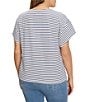 NIC + ZOE Plus Size Diamond Stripe Knit V-Neck Cap Sleeve Tee Top - Image 2