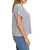 NIC + ZOE Plus Size Diamond Stripe Knit V-Neck Cap Sleeve Tee Top - Image 3