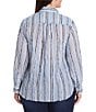 NIC + ZOE Plus Size Drifty Painted Stripe Point Collar Long Sleeve Button Front Shirt, Color:Blue Multi - Image 2
