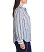 NIC + ZOE Plus Size Drifty Painted Stripe Point Collar Long Sleeve Button Front Shirt, Color:Blue Multi - Image 3