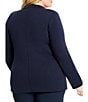 NIC + ZOE Plus Size Elegant Knit Notch Lapel Long Sleeve Blazer, Color:Dark Indigo - Image 2