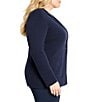 NIC + ZOE Plus Size Elegant Knit Notch Lapel Long Sleeve Blazer, Color:Dark Indigo - Image 3