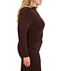 NIC + ZOE Plus Size Everyday Sparkle Funnel Neck Long Sleeve Ruched Knit Tee Top - Image 6