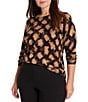 NIC + ZOE Plus Size Glowy Check Knit Round Neck Long Sleeve Top, Color:Neutral Multi - Image 1