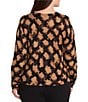 NIC + ZOE Plus Size Glowy Check Knit Round Neck Long Sleeve Top, Color:Neutral Multi - Image 2