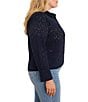 NIC + ZOE Plus Size Knit Allover Eyelet Pop Point collar Long Sleeve Button-Front Top - Image 3