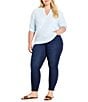 NIC + ZOE Plus Size Knit Split V-Neck Elbow Sleeve Caf Top, Color:Pale Sky - Image 4
