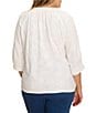 NIC + ZOE Plus Size Lace Knit Split V-Neck 3/4 Sleeve Top - Image 5