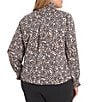 NIC + ZOE Plus Size Little Leopard Stand Smocked Collar Long Sleeve Top, Color:Neutral Multi - Image 2