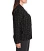 NIC + ZOE Plus Size Metallic Grid Knit Shawl Collar Long Sleeve Jacket, Color:Black Mix - Image 3