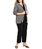 NIC + ZOE Plus Size Mix Knit Notch Lapel Long Sleeve Blazer, Color:Black Mix - Image 4