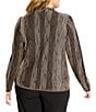 NIC + ZOE Plus Size Ombre Pixel Knit Funnel Neck Long Sleeve Sweater, Color:Neutral Multi - Image 2