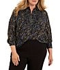 NIC + ZOE Plus Size Portobello Paisley Point Collar Long Sleeve Button-Front Chiffon Shirt - Image 1