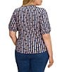 NIC + ZOE Plus Size Reef Stripe Printed V-Neck Elbow Sleeve Tee - Image 2