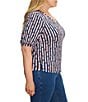 NIC + ZOE Plus Size Reef Stripe Printed V-Neck Elbow Sleeve Tee - Image 3