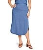 NIC + ZOE Plus Size Rumba Linen Blend High Rise A-Line Midi Skirt, Color:Blue Mix - Image 1