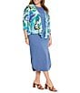 NIC + ZOE Plus Size Rumba Linen Blend Round Neck Sleeveless Pop On Tank, Color:Blue Mix - Image 4