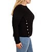 NIC + ZOE Plus Size Soft Waffle Crew Neck Long Raglan Sleeve Side Button Top - Image 3