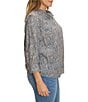 NIC + ZOE Plus Size Sun Speckle Ruffle Neck 3/4 Sleeve Top - Image 3