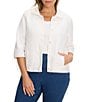 Nic + Zoe Plus Size Textured Knit Round Spread Collar Elbow Sleeve Button-Front Jacket - Image 1