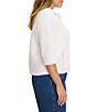 Nic + Zoe Plus Size Textured Knit Round Spread Collar Elbow Sleeve Button-Front Jacket - Image 3