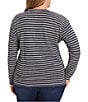 NIC + ZOE Plus Size Textured Stripe Round Neck Long Sleeve Drop Shoulder Top, Color:Indigo Multi - Image 2