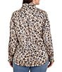 NIC + ZOE Plus Size Woven Abstract Leopard Ruffle Stand Collar Long Sleeve Button-Front Shirt - Image 2