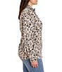 NIC + ZOE Plus Size Woven Abstract Leopard Ruffle Stand Collar Long Sleeve Button-Front Shirt - Image 3