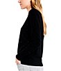 Color:Black Onyx - Image 3 - Relaxed Glam Knit Rhinestone V-Neck Long Ruched Sleeve Sweater