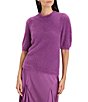 NIC + ZOE Round Neck Elbow Sleeve Brushed Sweater Tee - Image 1
