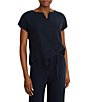 NIC + ZOE Rumba Linen-Blend Split V-Neck Cap Sleeve Tee - Image 1