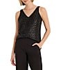 NIC + ZOE Sequin Knit Double V-Neck Sleeveless Tank - Image 1