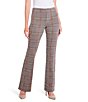 Color:Neutral Multi - Image 1 - Sketched Plaid Print Bootcut Pull-On Pants
