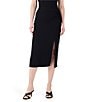 Color:Black Onyx - Image 1 - Sleek Jersey Sarong Faux Wrap Skirt