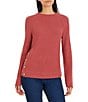 NIC + ZOE Soft Waffle Round Neck Long Raglan Sleeve Side Button Top - Image 1