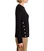 NIC + ZOE Soft Waffle Round Neck Long Raglan Sleeve Side Button Top - Image 3