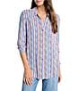 NIC + ZOE Solstice Stripe Point Collar Long Sleeve Button Front Shirt, Color:Purple Multi - Image 1