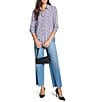 NIC + ZOE Solstice Stripe Point Collar Long Sleeve Button Front Shirt, Color:Purple Multi - Image 4