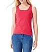 Color:Bright Rose - Image 1 - Stretch Cotton Scoop Neck Sleeveless Fitted Shelf Bra Tank