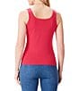 Color:Bright Rose - Image 2 - Stretch Cotton Scoop Neck Sleeveless Fitted Shelf Bra Tank