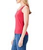 Color:Bright Rose - Image 4 - Stretch Cotton Scoop Neck Sleeveless Fitted Shelf Bra Tank
