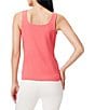 Color:Coral - Image 2 - Stretch Cotton Scoop Neck Sleeveless Fitted Shelf Bra Tank
