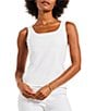 Color:Paper White - Image 1 - Stretch Cotton Square Neck Sleeveless Fitted Shelf Bra Tank