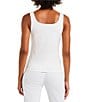 Color:Paper White - Image 2 - Stretch Cotton Square Neck Sleeveless Fitted Shelf Bra Tank