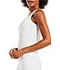 Color:Paper White - Image 3 - Stretch Cotton Square Neck Sleeveless Fitted Shelf Bra Tank